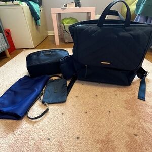 MinkeeBlue Puffer Amber Backpack with Lunch box and Shoe Bag